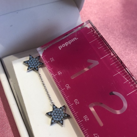 Stunning Blue Opalescent Double Star Sterling Silver Drop Earrings-Boutique - Picture 8 of 11